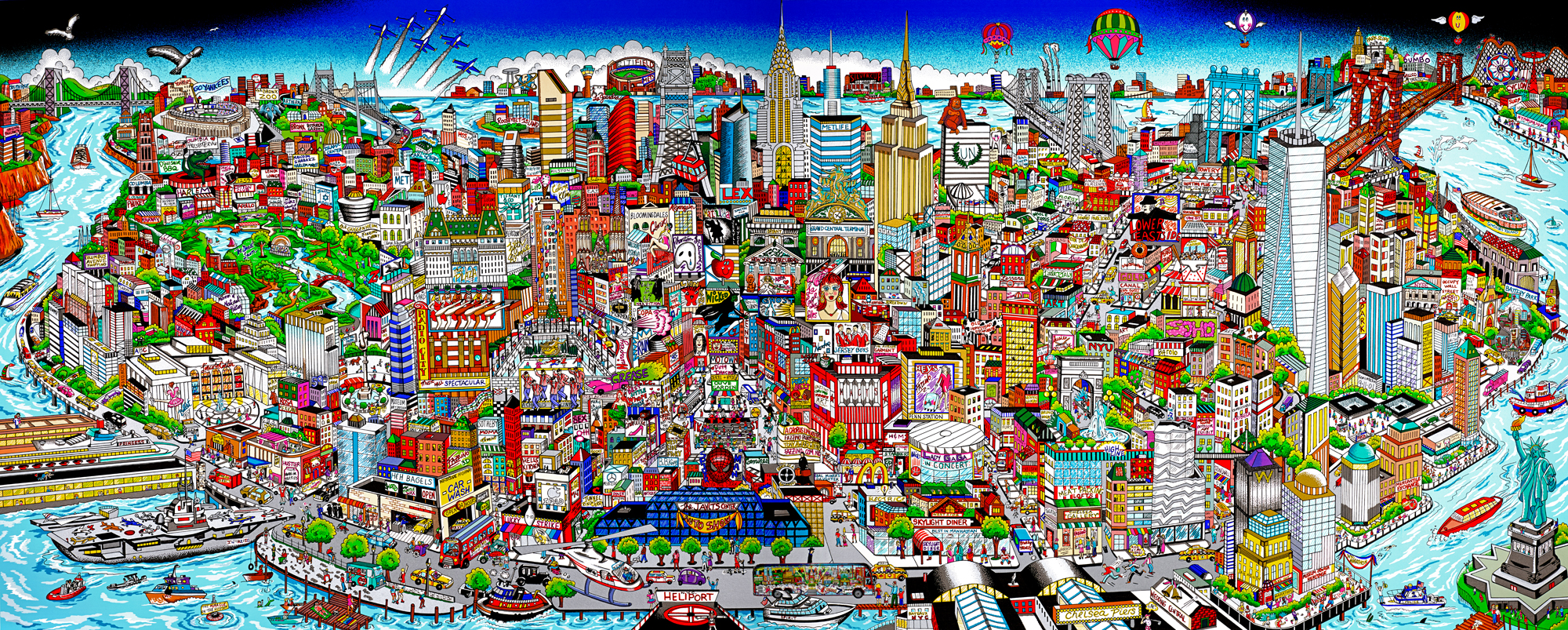 CHARLES FAZZINO - Manhattan Mural - 3-D Serigraph - 73 x 33 inches