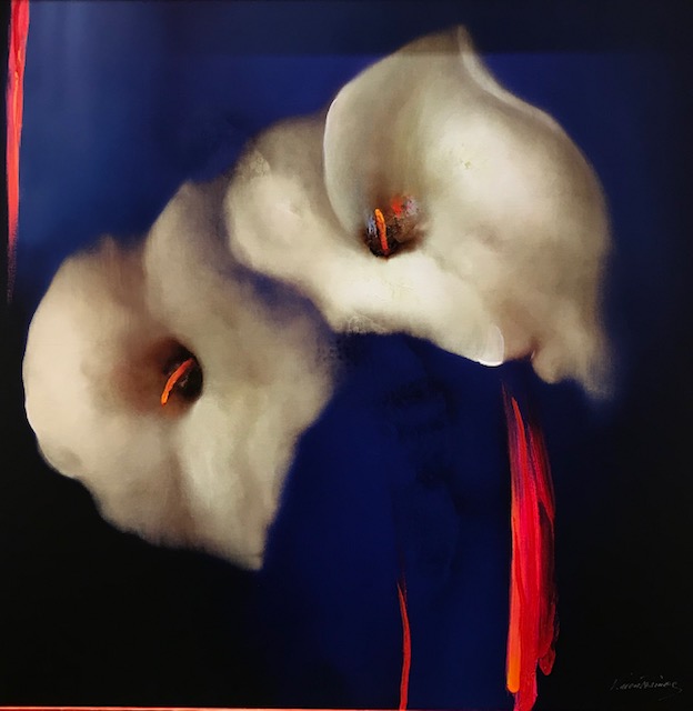 VICTORIA MONTESINOS - Royal Lilies - Embellished Giclee on Canvas - 40x40 inches