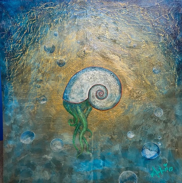 AUTUMN de FOREST - Nautilus - Encaustic on Canvas - 48x48 inches