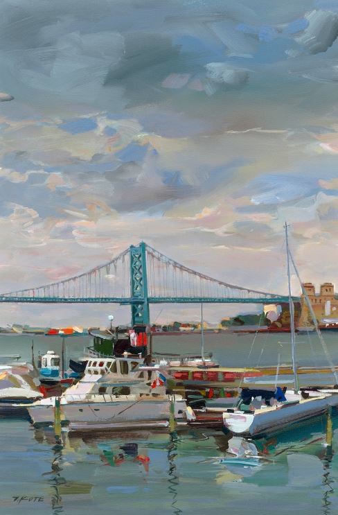 JOSEF KOTE - Benjamin Franklin Bridge - Acrylic on Canvas - 36x24 inches