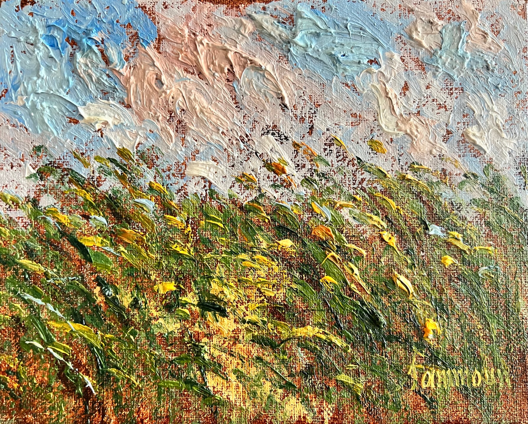 SAMIR SAMMOUN - Green Wheat Field - Oil on Canvas - 8x10 inches