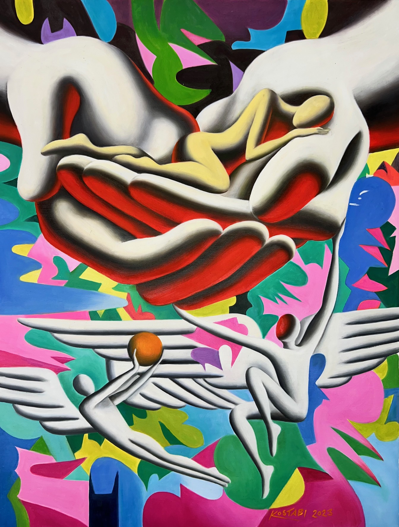 MARK KOSTABI - Sublime Celebration - Oil on Canvas - 24x32 inches
