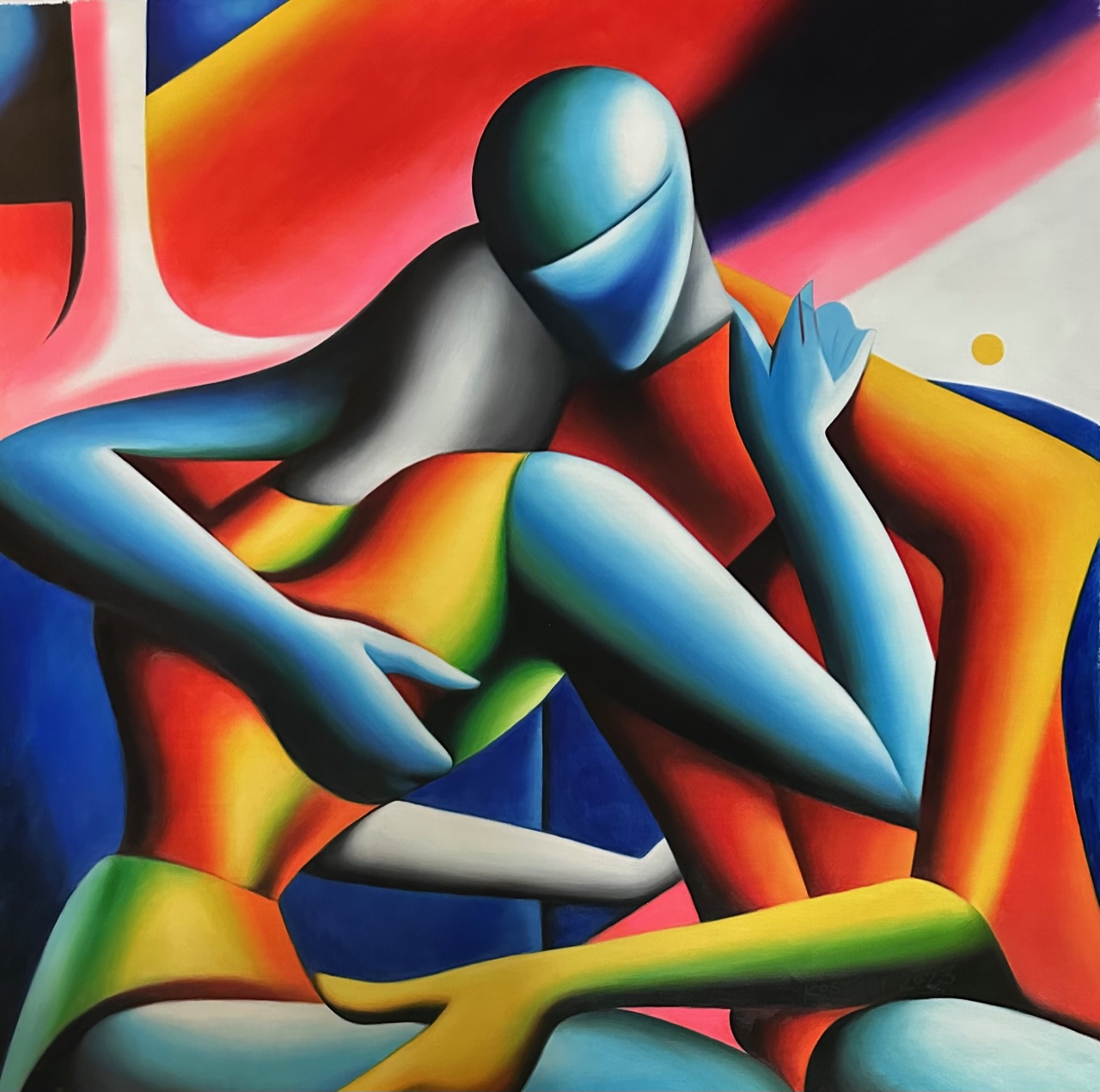 MARK KOSTABI - Chromatic Passion Theory - Oil on Canvas - 39x39 inches
