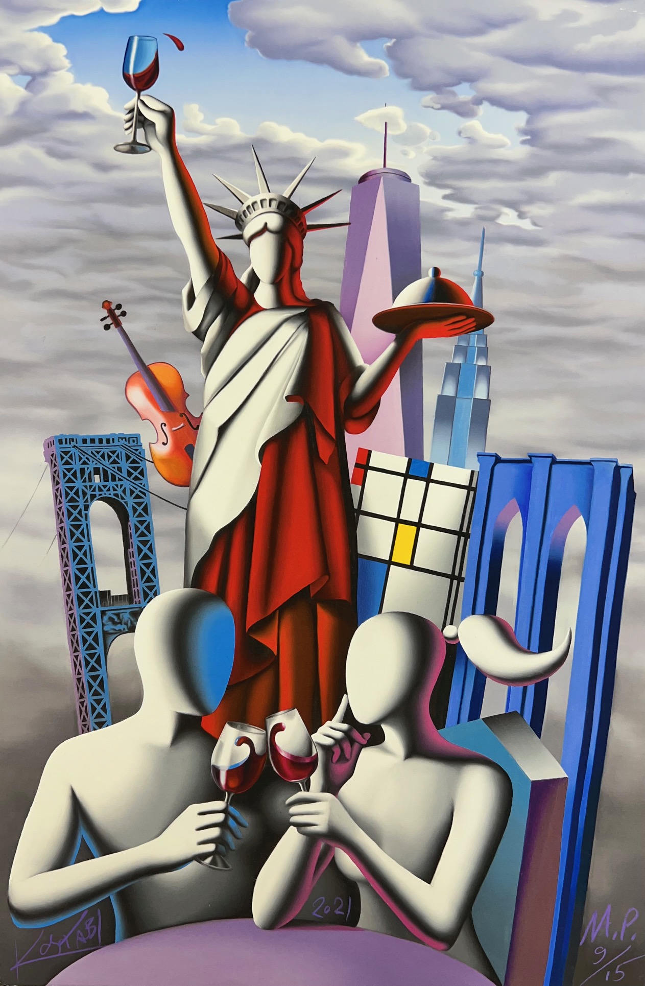 MARK KOSTABI - NY State of Mind - Limited Edition Giclee on Paper - 16.25x24.75 inches