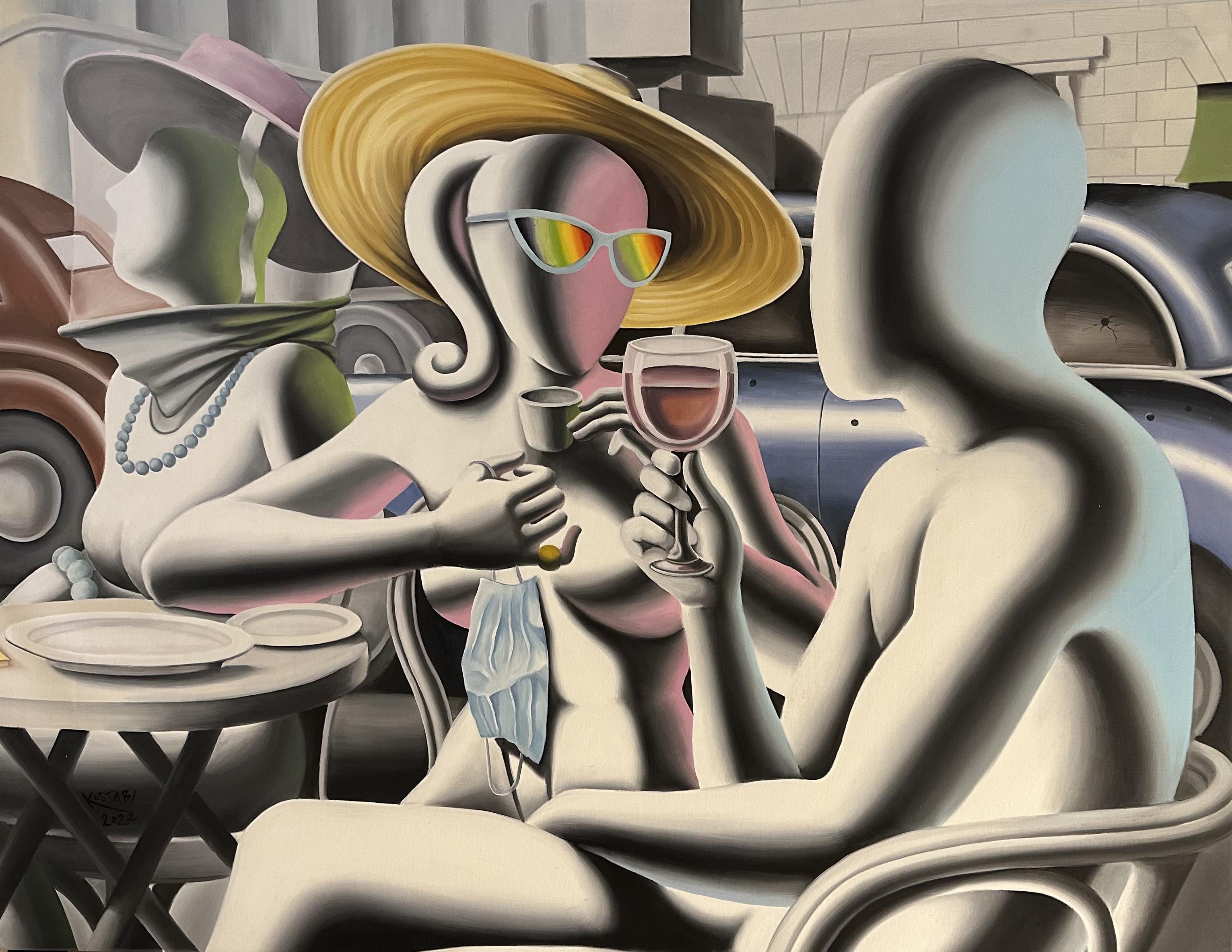 MARK KOSTABI - The Unfolding - Oil on Canvas - 39x51 inches