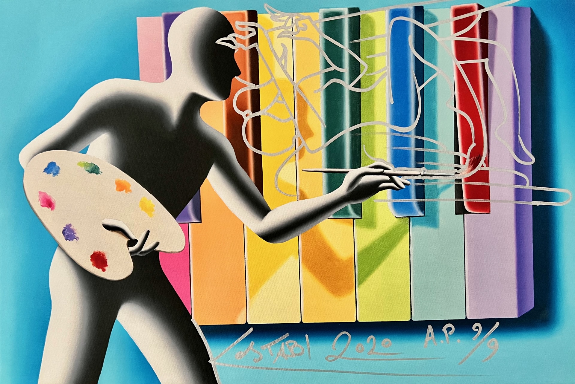 MARK KOSTABI - Scarlet A Sharp - Limited Edition Giclee on Canvas w/ Oil Pen