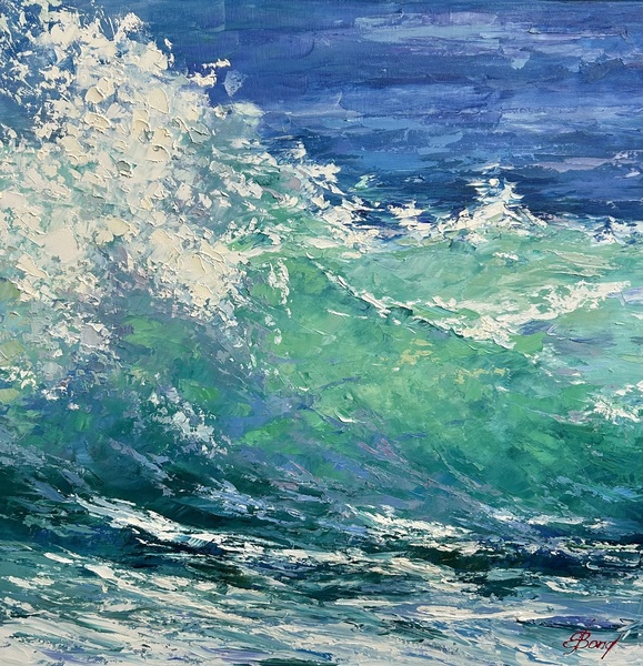 ELENA BOND - Into The Sea - Oil on Canvas - 36x36 inches