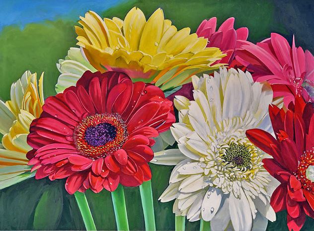 THOMAS STILTZ - Gerbera Galore - Oil on Canvas - 36x48 inches