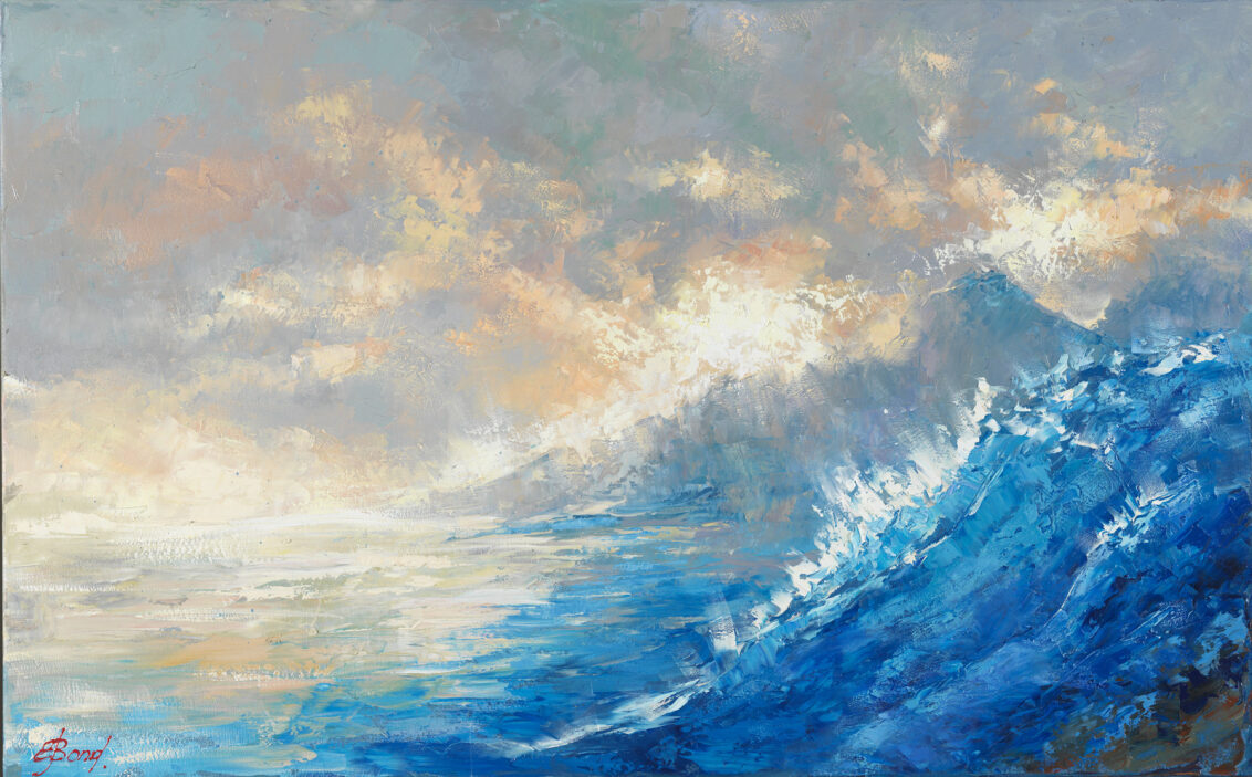 ELENA BOND - Feel The Surf - Mixed Media Canvas - 30x48 inches