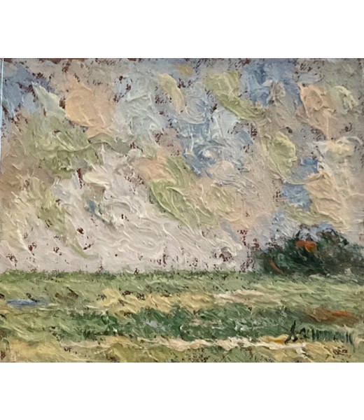 SAMIR SAMMOUN - Champ de blé vert - Oil on Canvas - 8 x 10 inches