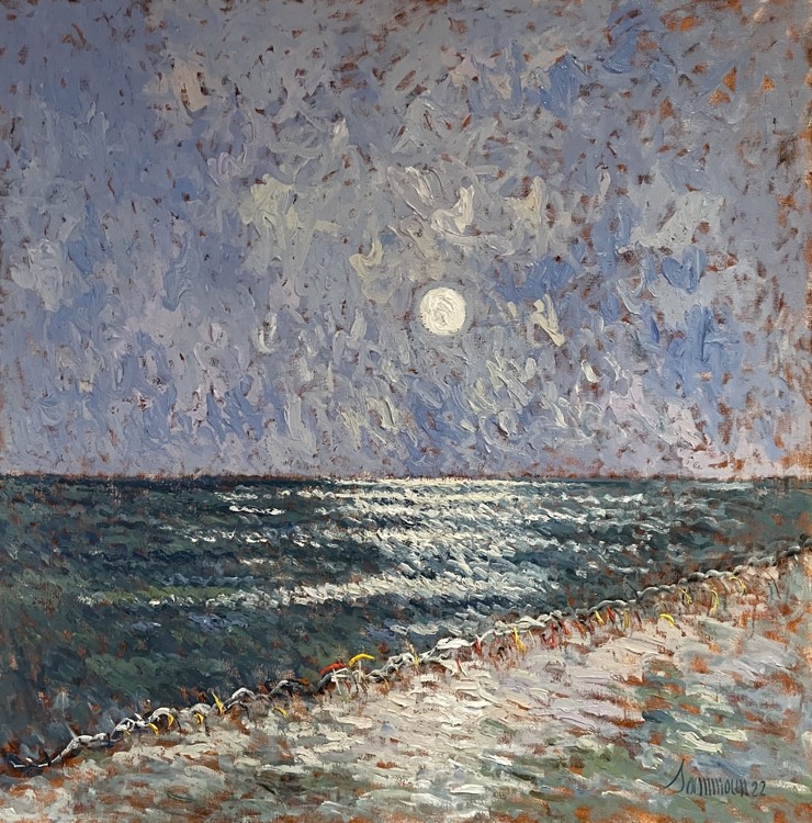 SAMIR SAMMOUN - The Sea Under The Sun II - Oil on Canvas - 40 x 40 inches