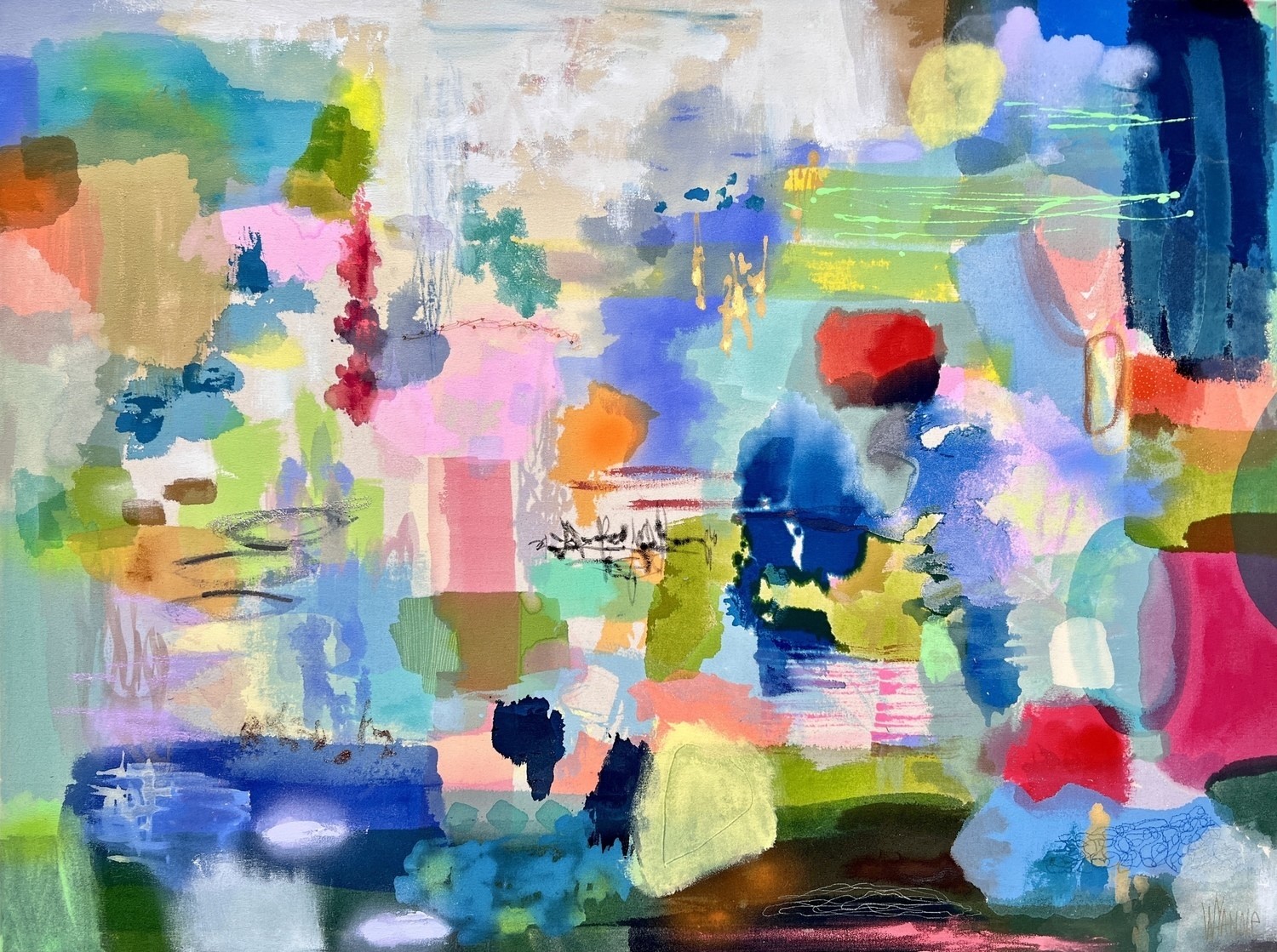 WYANNE THOMPSON - Getting Away - Acrylic On Raw Unprimed Canvas - 36x48 inches