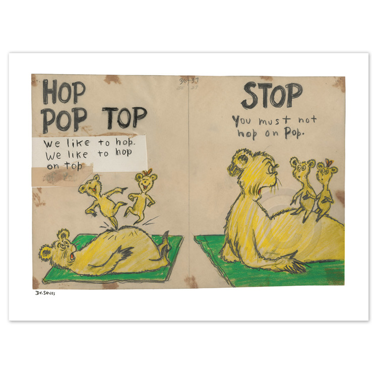DR. SEUSS - Hop Pop Top - Diptych - Fine Art Pigment Print on Acid-Free Paper - 14 x 22 inches