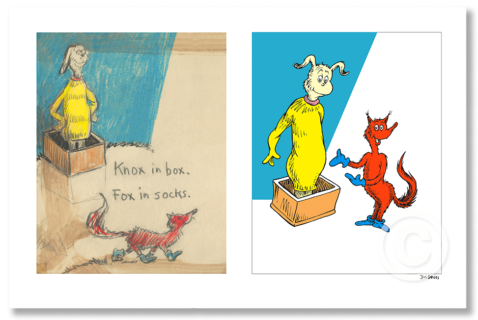 DR. SEUSS - Knox in Box. Fox in Socks - Diptych - Pigment Print on Acid-Free Paper - 17.5 x 26.5 inches