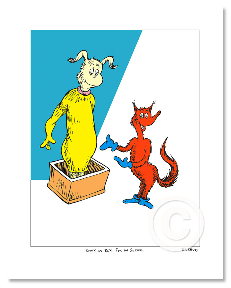 DR. SEUSS - Knox in Box. Fox in Socks - Single - Fine Art Pigment Print on Acid-Free Paper - 14 x 11 inches