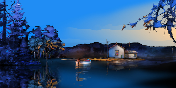 STEPHEN HARLAN - Across the Lake - Limited Edition on Canvas or Aluminum - 20x40 or 30x60 inches
