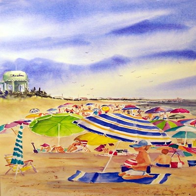 DORIS ZOGAS - Beach Umbrellas-Avalon - Giclee on Paper - 12x18 inches