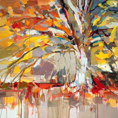 JOSEF KOTE - Golden Tree - Embellished Giclee - 36x36 inches