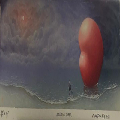 MACKENZIE THORPE - Walking On Water - Pastel on Board - 44x16 inches