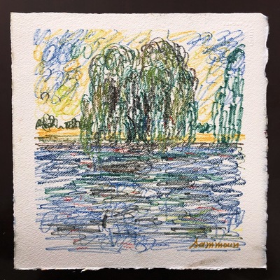 SAMIR SAMMOUN - Willow - Watercolor Pastel on Paper - 13x9.5 inches