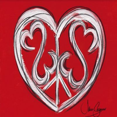 JANE SEYMOUR - Peace, Love and an Open Heart - Mixed-Media on Canvas - 12 x 16 inches