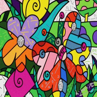 ROMERO BRITTO - Spring Blooms - Limited Edition Giclle on Canvas - 8x12 inches