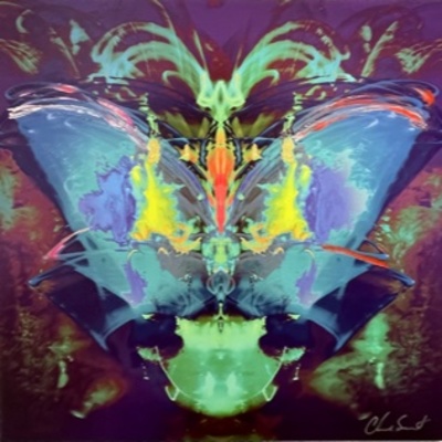 CHAD SMITH - Satan's Butterfly - Mixed Media Canvas - 36x36 inches