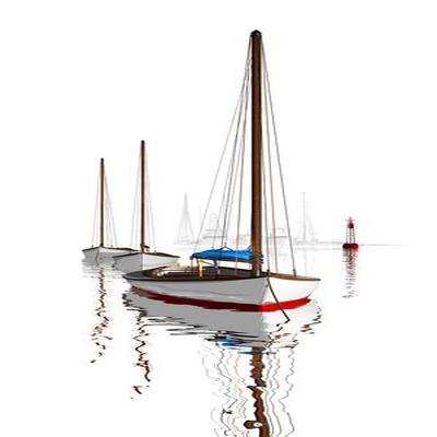 STEPHEN HARLAN - Three Sailboats - Giclee on Metallic Canvas - 30 x 60 inches