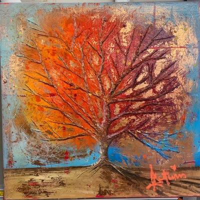 AUTUMN de FOREST - Vivid Autumn - Acrylic on Canvas - 24x24 inches