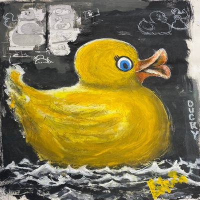 AUTUMN de FOREST - Rubber Duck - Acrylic on Canvas - 34x28 inches