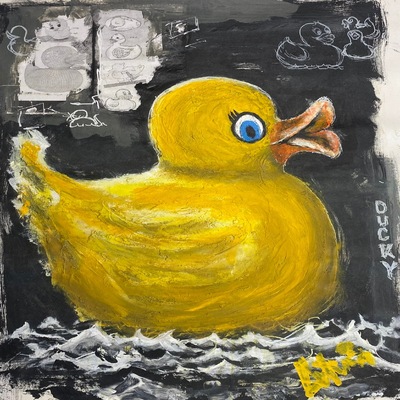 AUTUMN de FOREST - Rubber Duck - Acrylic on Canvas - 34x28 inches