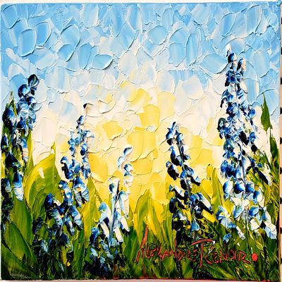 ALEXANDRE RENOIR - Blue Bonnet - Oil on Canvas - 9x12 inches