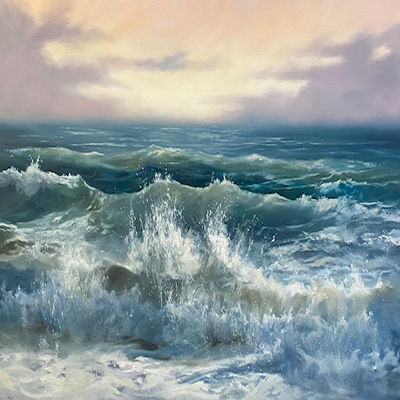 BRIAN O'NEILL - Sunrise Surf - Oil on Canvas - 30x50 inches