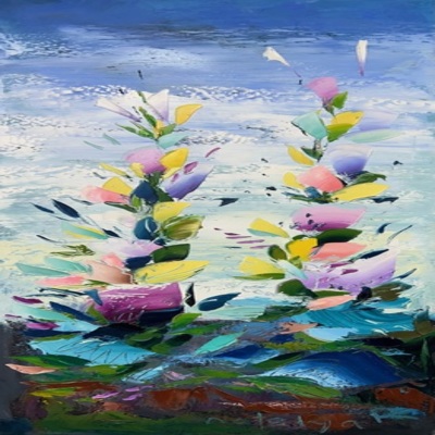 NATALYA ROMANOVSKY - Sky in July I - Oil on Canvas - 16 x 36 inches