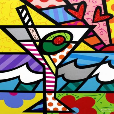 ROMERO BRITTO - Britto Martini - Embellished Giclee on Canvas - 30x24 inches