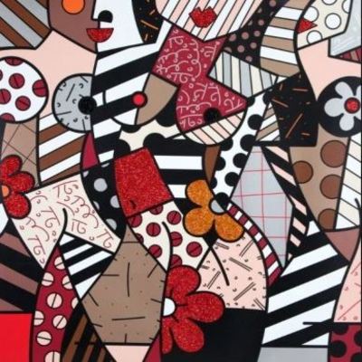 ROMERO BRITTO - Grace - Embellished Giclee on Canvas - 52x52 inches