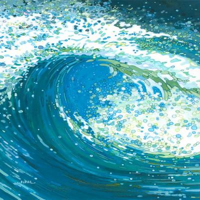 MARGARET JUUL - Watch That Wave - Embellished Giclee on Canvas - 32x40 inches
