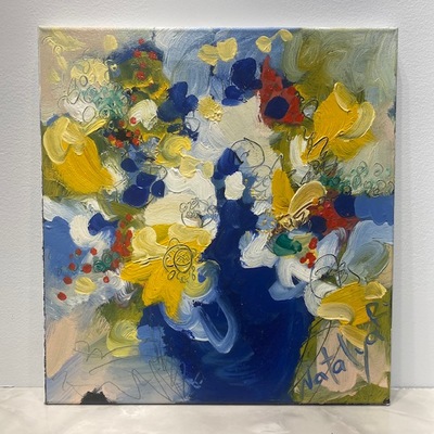 NATALYA ROMANOVSKY - Blue Vase - Oil on Canvas - 18 x 18 inches