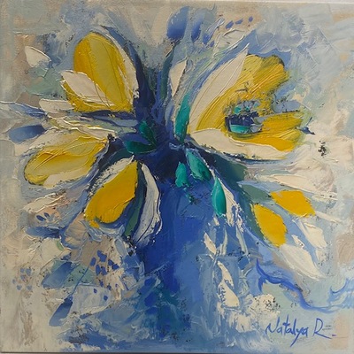 NATALYA ROMANOVSKY - First Spring - Oil on Canvas - 18 x 18 inches