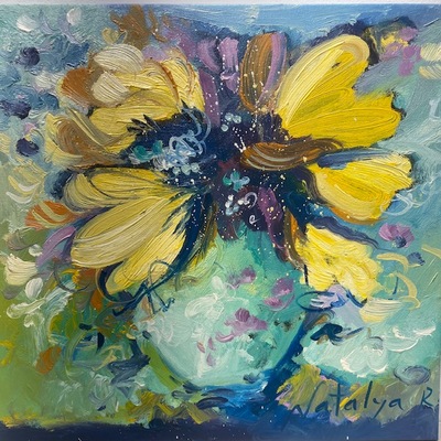 NATALYA ROMANOVSKY - Joy - Oil on Canvas - 18 x 18 inches
