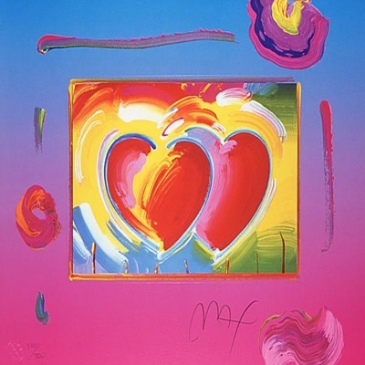 PETER MAX - Two Hearts on Blends - Lithograph - 13x17 inches