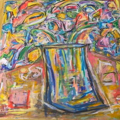 KASEY CHILD - Yellow Moon - Acrylic on Canvas - 36 x 48 inches