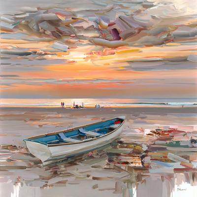 JOSEF KOTE - The Stone Harbor Boat - Acrylic on Canvas - 48x48 inches