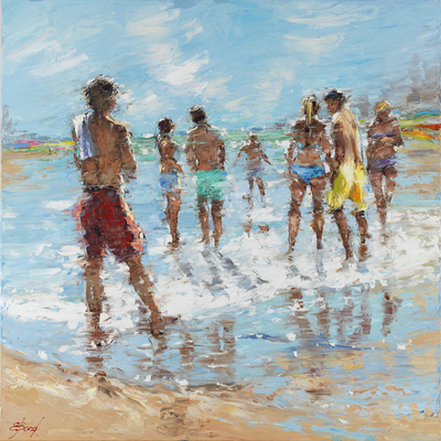 ELENA BOND - Walking on Sunshine - Oil on Canvas - 48x48 inches