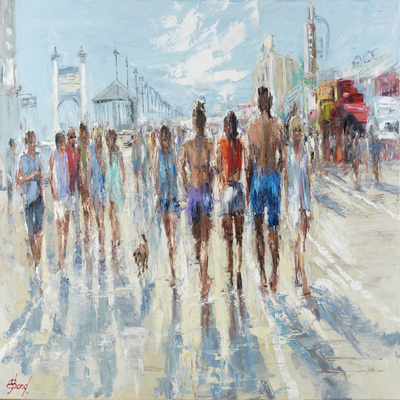 ELENA BOND - Strolling The Boardwalk - Oil on Canvas - 40x60 inches