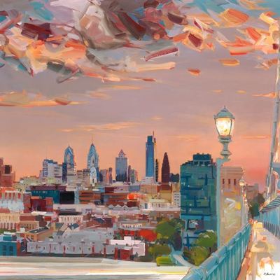 JOSEF KOTE - Sunset in Philadelphia - Acrylic on Canvas - 48x48 inches