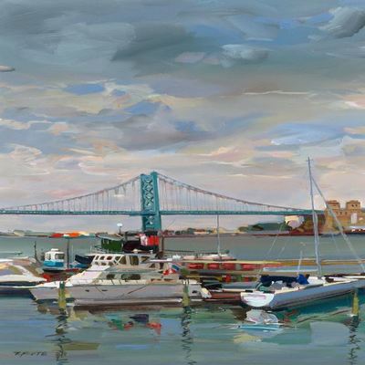JOSEF KOTE - Benjamin Franklin Bridge - Acrylic on Canvas - 36x24 inches