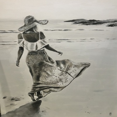LOIS MANTAK - Beach Walk - Acrylic on Canvas - 30x40 inches