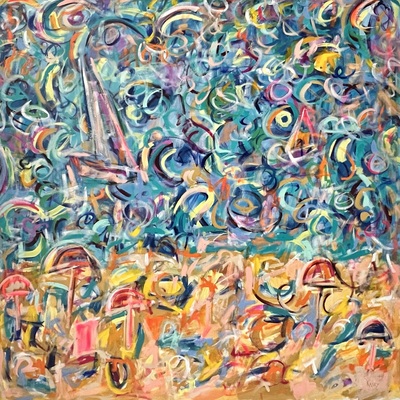 KASEY CHILD - Sand - Acrylic on Canvas - 60x60 inches