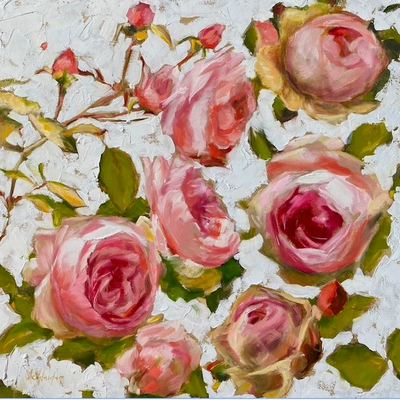 MICHELLE SCHLEIDER - I Remember Our First Sunrise - Oil on Canvas - 24x24 inches